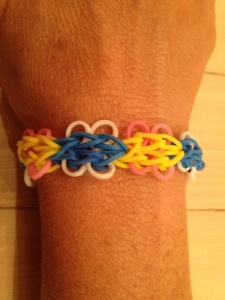 My "flower" Rainbow Loom bracelet.
